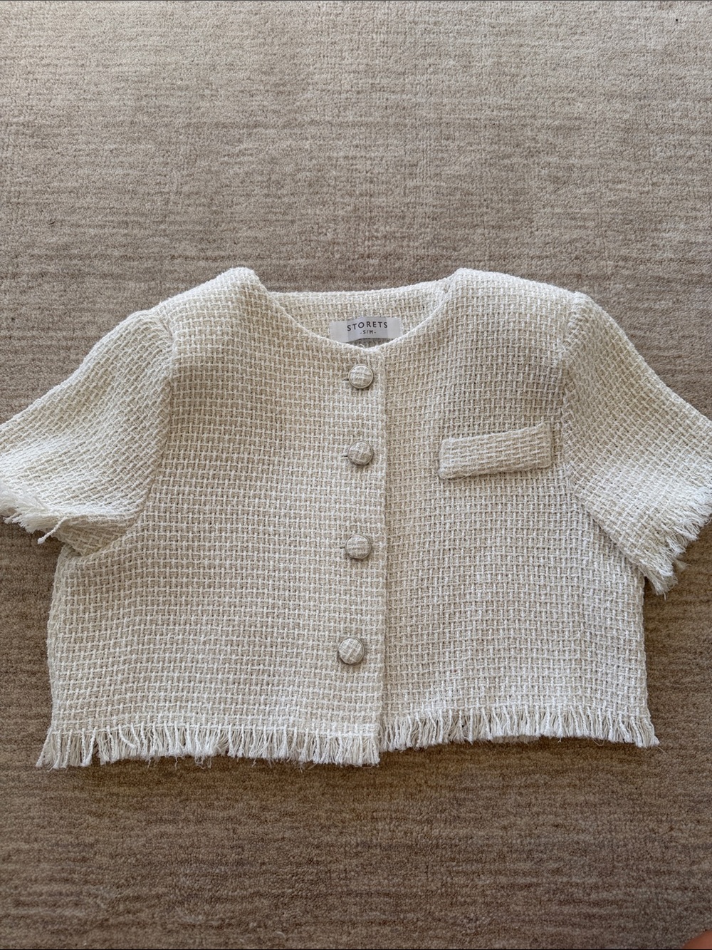 Storets Cream Tweed Cropped Jacket